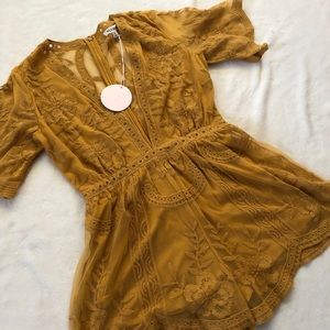 Lace mustard Romper